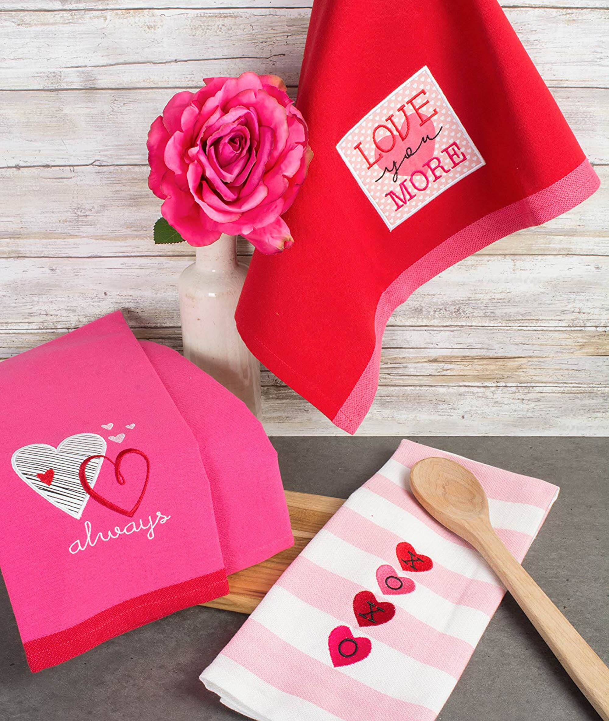 DII® Valentines Day Embroidered Dishtowels, 3ct.